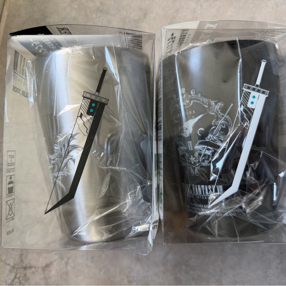 [Set of 2] FINAL FANTASY Ⅶ REMAKE INTERGRADE CUP COFFEE TUMBLER Silver Black JP - Picture 2 of 7